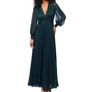 Betsy & Adam Women's Long Mesh Sequin-Waist Dress – Pine Green (NWT, Size 4)